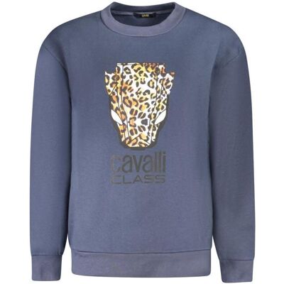 Cavalli Class, Damen, Pullover, Blu Polyester Woman Sweatshirt, Blau, (L) Cavalli Class, Damen, Pullover, Blu Polyester Woman Sweatshirt, Blau, (L)