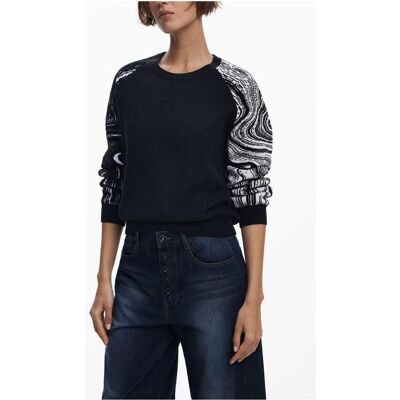 Desigual, Damen, Pullover, Black Polyester Women Sweater, Schwarz, (L) Desigual, Damen, Pullover, Black Polyester Women Sweater, Schwarz, (L)