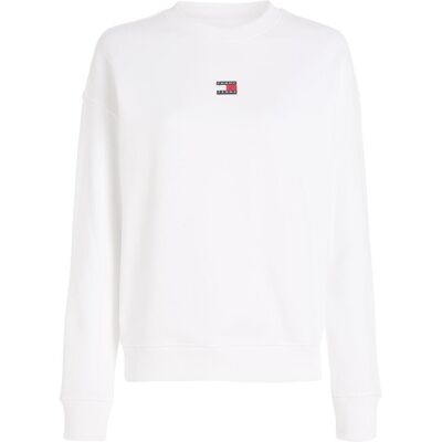 Tommy Hilfiger Damen, Pullover, Tjw Bxy Badge Damen-Sweatshirt, Weiss, (L) Tommy Hilfiger Damen, Pullover, Tjw Bxy Badge Damen-Sweatshirt, Weiss, (L)
