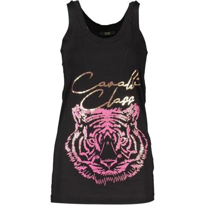 Cavalli Class, Damen, Shirts, Black Cotton Women's Tank Top, Schwarz, (S) Cavalli Class, Damen, Shirts, Black Cotton Women's Tank Top, Schwarz, (S)
