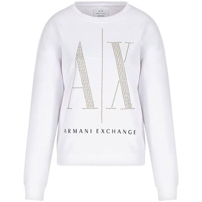 Giorgio Armani Exchange, Damen, Pullover, Studded Icon Sweatshirt, Weiss, (XS) Giorgio Armani Exchange, Damen, Pullover, Studded Icon Sweatshirt, Weiss, (XS)