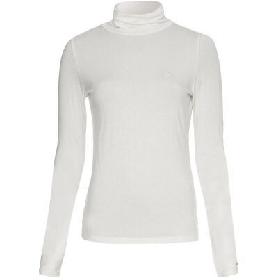 Tommy Hilfiger Damen, Pullover, Rollkragenpullover für Damen, schmaler Rollkragenpullover aus weichem Tencel, Beige, Weiss, (M) Tommy Hilfiger Damen, Pullover, Rollkragenpullover für Damen, schmaler Rollkragenpullover aus weichem Tencel, Beige, Weiss, (M)