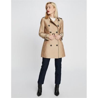 Morgan, Damen, Mäntel, Lange Trenchcoat mit Piping, Beige Morgan, Damen, Mäntel, Lange Trenchcoat mit Piping, Beige