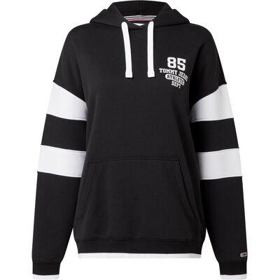 Tommy Hilfiger Damen, Pullover, Tommy Jeans Collegiate Hoodie - 98533, Schwarz, (S) Tommy Hilfiger Damen, Pullover, Tommy Jeans Collegiate Hoodie - 98533, Schwarz, (S)