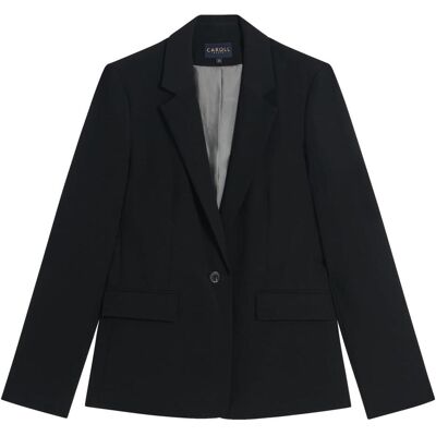 Caroll, Damen, Anzüge, Elegante Damenjacke mit taillierter Passform und Kontrastfutter, Schwarz, (38, 42) Caroll, Damen, Anzüge, Elegante Damenjacke mit taillierter Passform und Kontrastfutter, Schwarz, (38, 42)