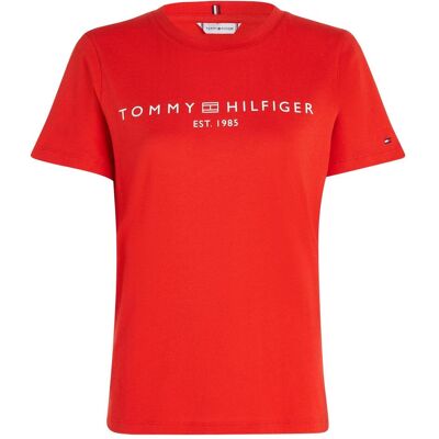 Tommy Hilfiger Damen, Shirts, Reg Corp Logo C-Nk Ss, Rot, (S) Tommy Hilfiger Damen, Shirts, Reg Corp Logo C-Nk Ss, Rot, (S)