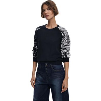Desigual, Damen, Pullover, Maglione a Manica Lunga con Scollo Rotondo, Schwarz, (XS) Desigual, Damen, Pullover, Maglione a Manica Lunga con Scollo Rotondo, Schwarz, (XS)