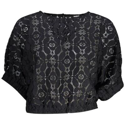 Desigual, Damen, Blusen, Black Polyester Women's Blouse, Schwarz, (L) Desigual, Damen, Blusen, Black Polyester Women's Blouse, Schwarz, (L)