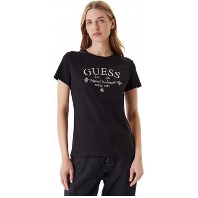 Guess Damen, Shirts, Gloria Schwarzes Damen-T-Shirt, Schwarz, (L) Guess Damen, Shirts, Gloria Schwarzes Damen-T-Shirt, Schwarz, (L)