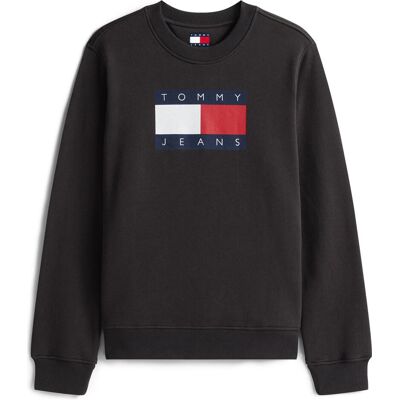 Tommy Jeans, Damen, Pullover, Tjw Reg Tj Flag Crew, Schwarz, (XS) Tommy Jeans, Damen, Pullover, Tjw Reg Tj Flag Crew, Schwarz, (XS)