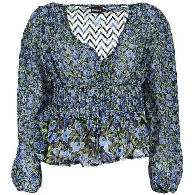 Desigual, Damen, Blusen, Blue Polyester Women Blouse, Blau, (XS) Desigual, Damen, Blusen, Blue Polyester Women Blouse, Blau, (XS)