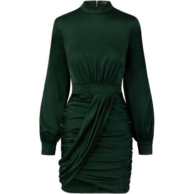 Apart Fashion, Damen, Kleider, Damenkleid mit Stehkragen, Knopfleiste hinten, asymmetrischem Saum und Gürtel, Grün, (M) Apart Fashion, Damen, Kleider, Damenkleid mit Stehkragen, Knopfleiste hinten, asymmetrischem Saum und Gürtel, Grün, (M)