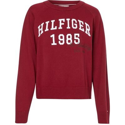 Tommy Hilfiger Damen, Pullover, Heritage-Uni-Pullover für Damen, Rot, (M) Tommy Hilfiger Damen, Pullover, Heritage-Uni-Pullover für Damen, Rot, (M)