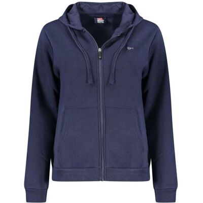 Norway 1963, Damen, Pullover, Blue Cotton Women Sweatshirt with Hood and Zip, Blau, (L) Norway 1963, Damen, Pullover, Blue Cotton Women Sweatshirt with Hood and Zip, Blau, (L)