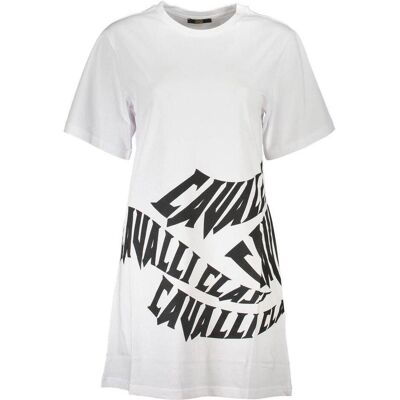 Cavalli Class, Damen, Kleider, White Cotton Women Dress, Weiss, (S) Cavalli Class, Damen, Kleider, White Cotton Women Dress, Weiss, (S)