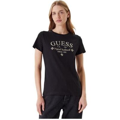 Guess Damen, Shirts, Gloria Schwarzes Damen-T-Shirt, Schwarz, (M) Guess Damen, Shirts, Gloria Schwarzes Damen-T-Shirt, Schwarz, (M)