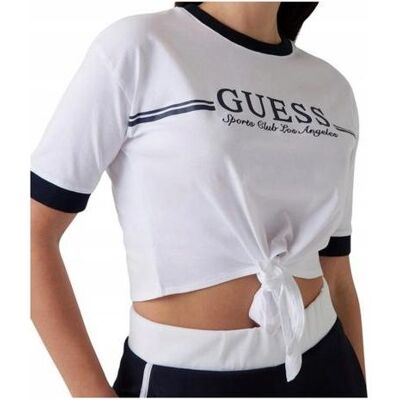 Guess Damen, Shirts, Damen Knoten T-Shirt Weiss, Weiss, (M) Guess Damen, Shirts, Damen Knoten T-Shirt Weiss, Weiss, (M)