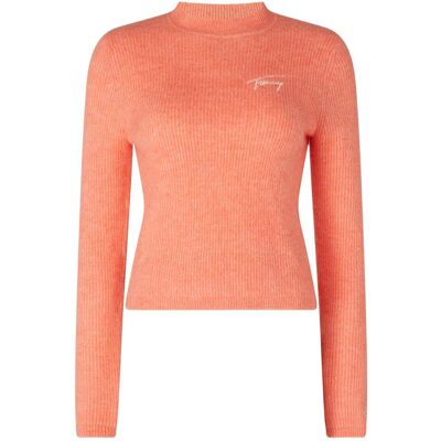 Tommy Hilfiger Damen, Pullover, Tjw Signature Rib Rollkragenpullover für Damen, Rosa, (S) Tommy Hilfiger Damen, Pullover, Tjw Signature Rib Rollkragenpullover für Damen, Rosa, (S)