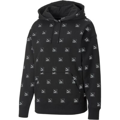 Puma Damen, Pullover, Brand Love AOP Hoodie, Schwarz, (L) Puma Damen, Pullover, Brand Love AOP Hoodie, Schwarz, (L)