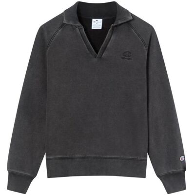 Champion, Damen, Pullover, graues Damen-Sweatshirt mit Rollkragen, Grau, Silber, (L) Champion, Damen, Pullover, graues Damen-Sweatshirt mit Rollkragen, Grau, Silber, (L)