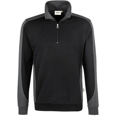 Hakro, Unisex, Pullover, Zip-Sweatshirt Contrast MIKRALINARÂ, Schwarz, (3XL) Hakro, Unisex, Pullover, Zip-Sweatshirt Contrast MIKRALINARÂ, Schwarz, (3XL)
