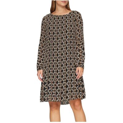 s.Oliver, Damen, Kleider, Kleid Plissiertes Chiffonkleid mit Puffärmeln, Schwarz, Mehrfarbig, (34) s.Oliver, Damen, Kleider, Kleid Plissiertes Chiffonkleid mit Puffärmeln, Schwarz, Mehrfarbig, (34)