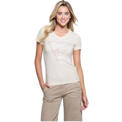 Guess Damen, Shirts, Damen T-Shirt Vn Python Triangl Ecru, Mehrfarbig, (S) Guess Damen, Shirts, Damen T-Shirt Vn Python Triangl Ecru, Mehrfarbig, (S)