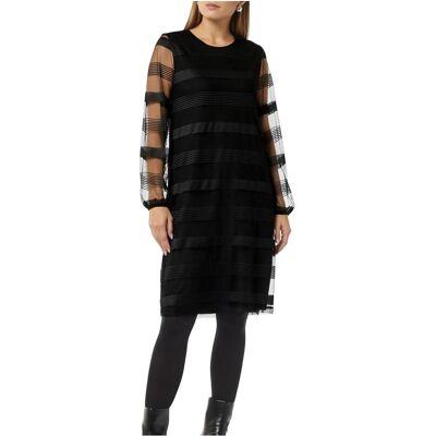Comma, Damen, Kleider, Kleid Gestreiftes Mesh-Kleid, Schwarz, (42) Comma, Damen, Kleider, Kleid Gestreiftes Mesh-Kleid, Schwarz, (42)