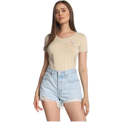 Guess Damen, Shirts, Mini-Dreieck-T-Shirt für Damen, Pink, Beige, (S) Guess Damen, Shirts, Mini-Dreieck-T-Shirt für Damen, Pink, Beige, (S)