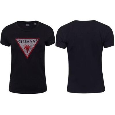 Guess Damen, Shirts, Damen T-Shirt mit Dreieck-Strass, (S) Guess Damen, Shirts, Damen T-Shirt mit Dreieck-Strass, (S)