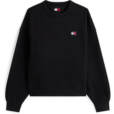 Tommy Jeans, Damen, Pullover, Tjw Bxy Badge Crew, Schwarz, (M) Tommy Jeans, Damen, Pullover, Tjw Bxy Badge Crew, Schwarz, (M)