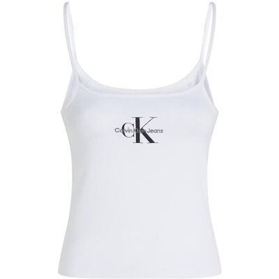 Calvin Klein Jeans, Damen, Shirts, Monologo Strappy Tank Top, Weiss, (L) Calvin Klein Jeans, Damen, Shirts, Monologo Strappy Tank Top, Weiss, (L)