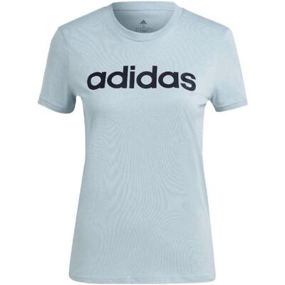 Adidas Damen, Shirts, Loungewear Essentials Schmales Logo-T-Shirt, Blau, (M) Adidas Damen, Shirts, Loungewear Essentials Schmales Logo-T-Shirt, Blau, (M)