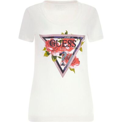 Guess Damen, Shirts, t-hirt gue roe triangle, Pink, (S) Guess Damen, Shirts, t-hirt gue roe triangle, Pink, (S)