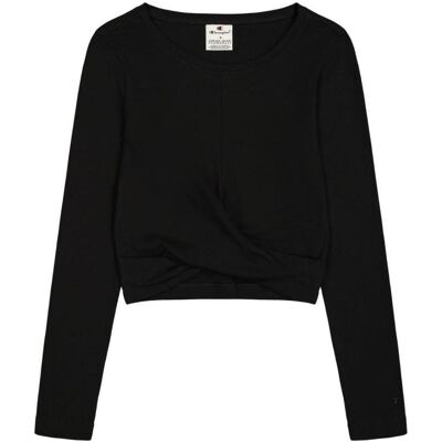 Champion, Damen, Shirts, Croptop-T-Shirt mit Rundhalsausschnitt, Schwarz, (L) Champion, Damen, Shirts, Croptop-T-Shirt mit Rundhalsausschnitt, Schwarz, (L)