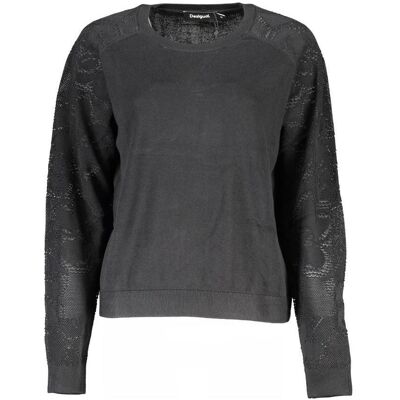 Desigual, Damen, Pullover, Black Cotton Women Sweater, Schwarz, (XS) Desigual, Damen, Pullover, Black Cotton Women Sweater, Schwarz, (XS)