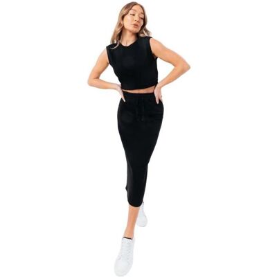 Justhype, Damen, Röcke, Sweat Midi Skirt Loungewear Set LABON008 - 36, Schwarz, (36) Justhype, Damen, Röcke, Sweat Midi Skirt Loungewear Set LABON008 - 36, Schwarz, (36)