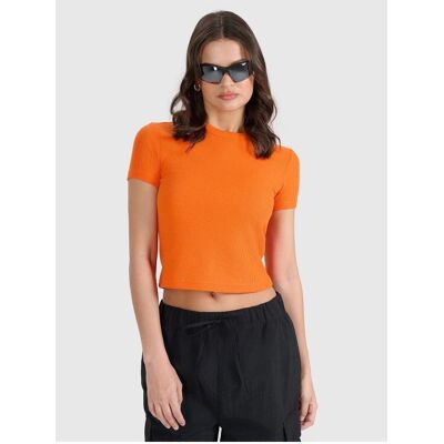 4F, Damen, Shirts, Damen-T-Shirt mit schmaler Waffelstrickpassform, (S) 4F, Damen, Shirts, Damen-T-Shirt mit schmaler Waffelstrickpassform, (S)