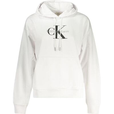 Calvin Klein Jeans, Damen, Pullover, Ls Monologo French Terry Po Hood, Weiss, (XS) Calvin Klein Jeans, Damen, Pullover, Ls Monologo French Terry Po Hood, Weiss, (XS)