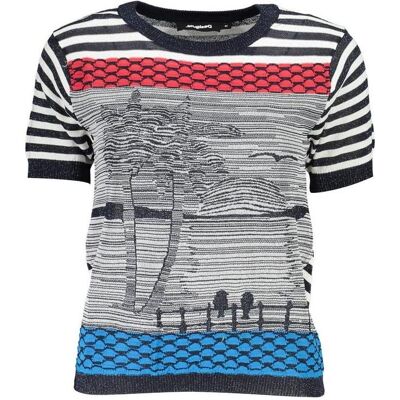 Desigual, Damen, Pullover, Blu Cotton Women Shirt, Blau, (XL) Desigual, Damen, Pullover, Blu Cotton Women Shirt, Blau, (XL)