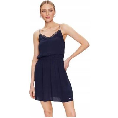 Tommy Hilfiger Damen, Kleider, Tjw Essential Spitzenträgerkleid für Damen, Blau, (XS) Tommy Hilfiger Damen, Kleider, Tjw Essential Spitzenträgerkleid für Damen, Blau, (XS)