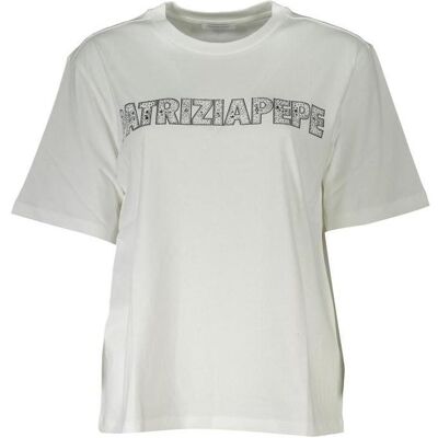 Patrizia Pepe, Damen, Shirts, Weisses T-Shirt aus Baumwolle für Frauen, Weiss, (XS) Patrizia Pepe, Damen, Shirts, Weisses T-Shirt aus Baumwolle für Frauen, Weiss, (XS)