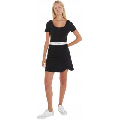 Tommy Hilfiger Damen, Kleider, Tjw Damen Logo Tape Fit & Flare Kleid, Schwarz, (S) Tommy Hilfiger Damen, Kleider, Tjw Damen Logo Tape Fit & Flare Kleid, Schwarz, (S)