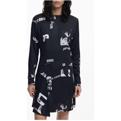 Desigual, Damen, Kleider, Nero Viscosa Women Dress, Schwarz, (XS) Desigual, Damen, Kleider, Nero Viscosa Women Dress, Schwarz, (XS)