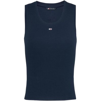 Tommy Jeans, Damen, Shirts, Tjw Essential Rib Tank Ext, Blau, (L) Tommy Jeans, Damen, Shirts, Tjw Essential Rib Tank Ext, Blau, (L)