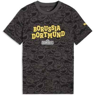 Puma Jungen, Fussballtrikot, BVB x Sesame Street Tee AOP Jr (152), Schwarz, 152 Puma Jungen, Fussballtrikot, BVB x Sesame Street Tee AOP Jr (152), Schwarz, 152