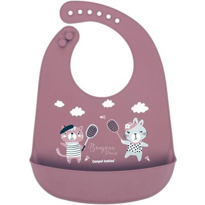 Canpol Babies silikonischer Lätzchen mit Tasche - Pink Canpol Babies silikonischer Lätzchen mit Tasche - Pink