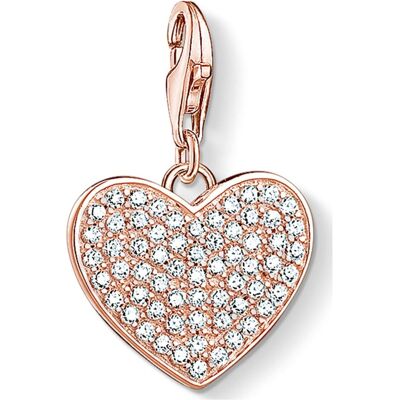 Thomas Sabo, Kettenanhänger, Charm-Anhänger Herz Pavé, (925er Silber) Thomas Sabo, Kettenanhänger, Charm-Anhänger Herz Pavé, (925er Silber)