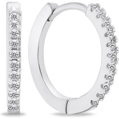 Brilio, Ohrringe, Silver - Classic silver hoop earrings with zircons EA683W, (Silber) Brilio, Ohrringe, Silver - Classic silver hoop earrings with zircons EA683W, (Silber)