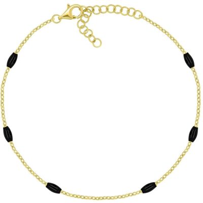 Brilio, Armschmuck, Silver Gold-Plated Bracelet With Black Beads Brc229ybc, (19 cm) Brilio, Armschmuck, Silver Gold-Plated Bracelet With Black Beads Brc229ybc, (19 cm)